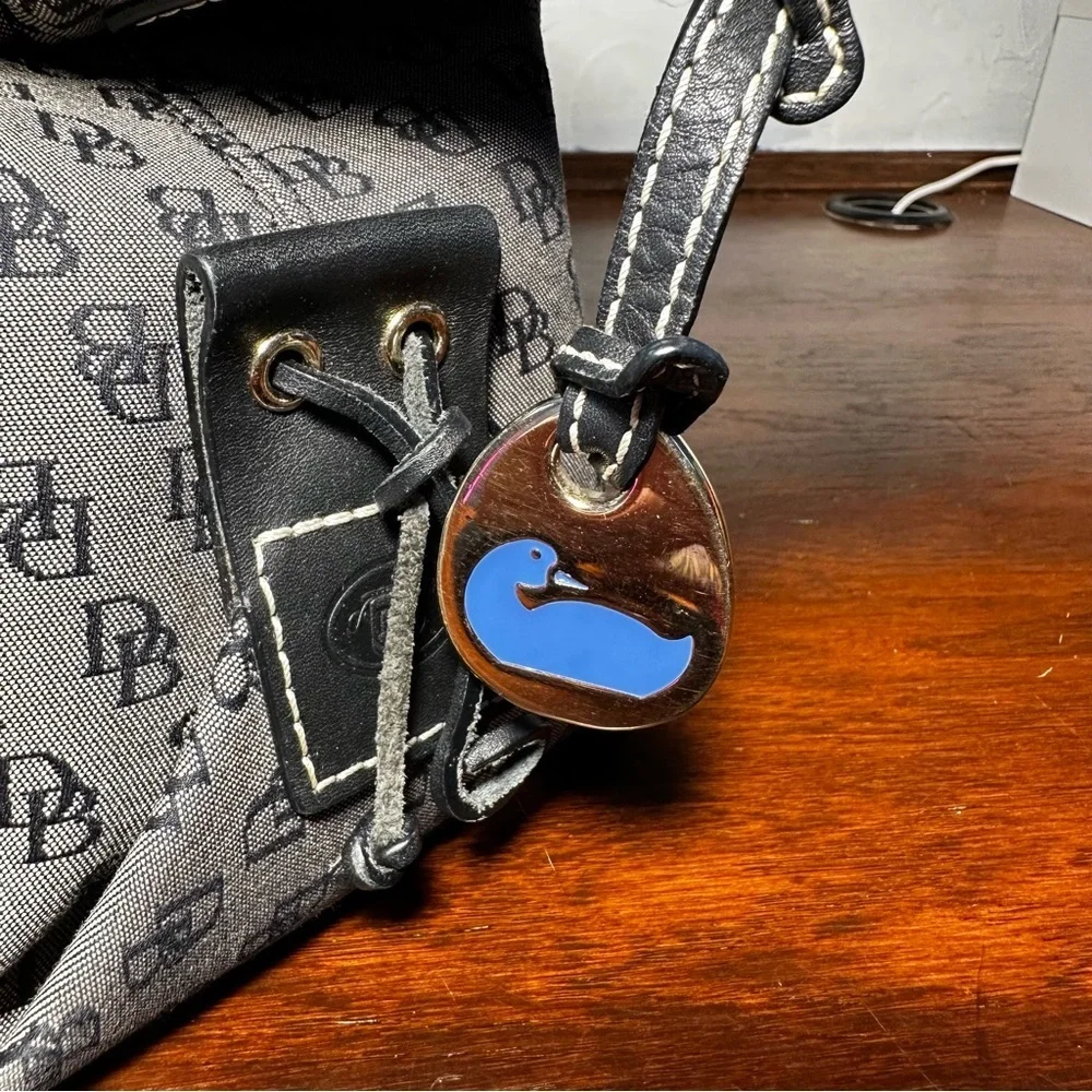 Dooney & Bourke Black Canvas & Leather Zip Top Satchel K640808 GUC